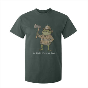 Funny Firefighter Frog We Fight Fire At Dawn T Shirt For Kid Fireman Gift