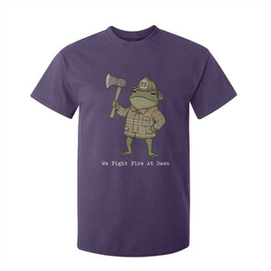 Funny Firefighter Frog We Fight Fire At Dawn T Shirt For Kid Fireman Gift