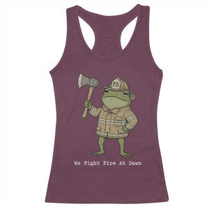 Funny Firefighter Frog We Fight Fire At Dawn Racerback Tank Top Fireman Gift