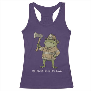 Funny Firefighter Frog We Fight Fire At Dawn Racerback Tank Top Fireman Gift