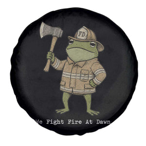 Funny Firefighter Frog We Fight Fire At Dawn Spare Tire Cover Fireman Gift