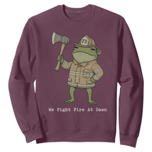 Funny Firefighter Frog We Fight Fire At Dawn Sweatshirt Fireman Gift