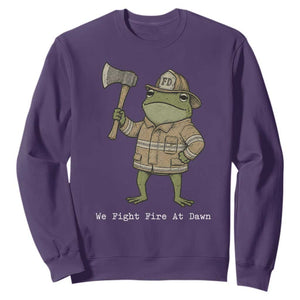 Funny Firefighter Frog We Fight Fire At Dawn Sweatshirt Fireman Gift