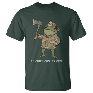 Funny Firefighter Frog We Fight Fire At Dawn T Shirt Fireman Gift