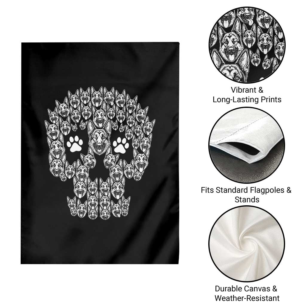 Funny German Shepherd Skull Halloween Garden Flag Dog Lover Spooky Gift