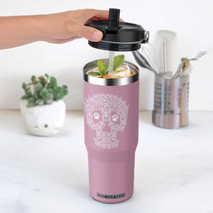 Funny German Shepherd Skull Halloween Flip Straw Tumbler Dog Lover Spooky Gift