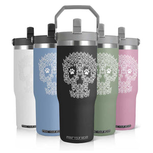 Funny German Shepherd Skull Halloween Flip Straw Tumbler Dog Lover Spooky Gift
