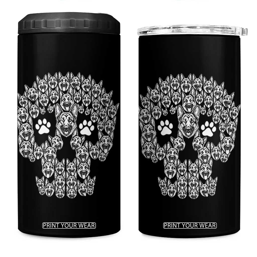 Funny German Shepherd Skull Halloween 4 in 1 Can Cooler Tumbler Dog Lover Spooky Gift