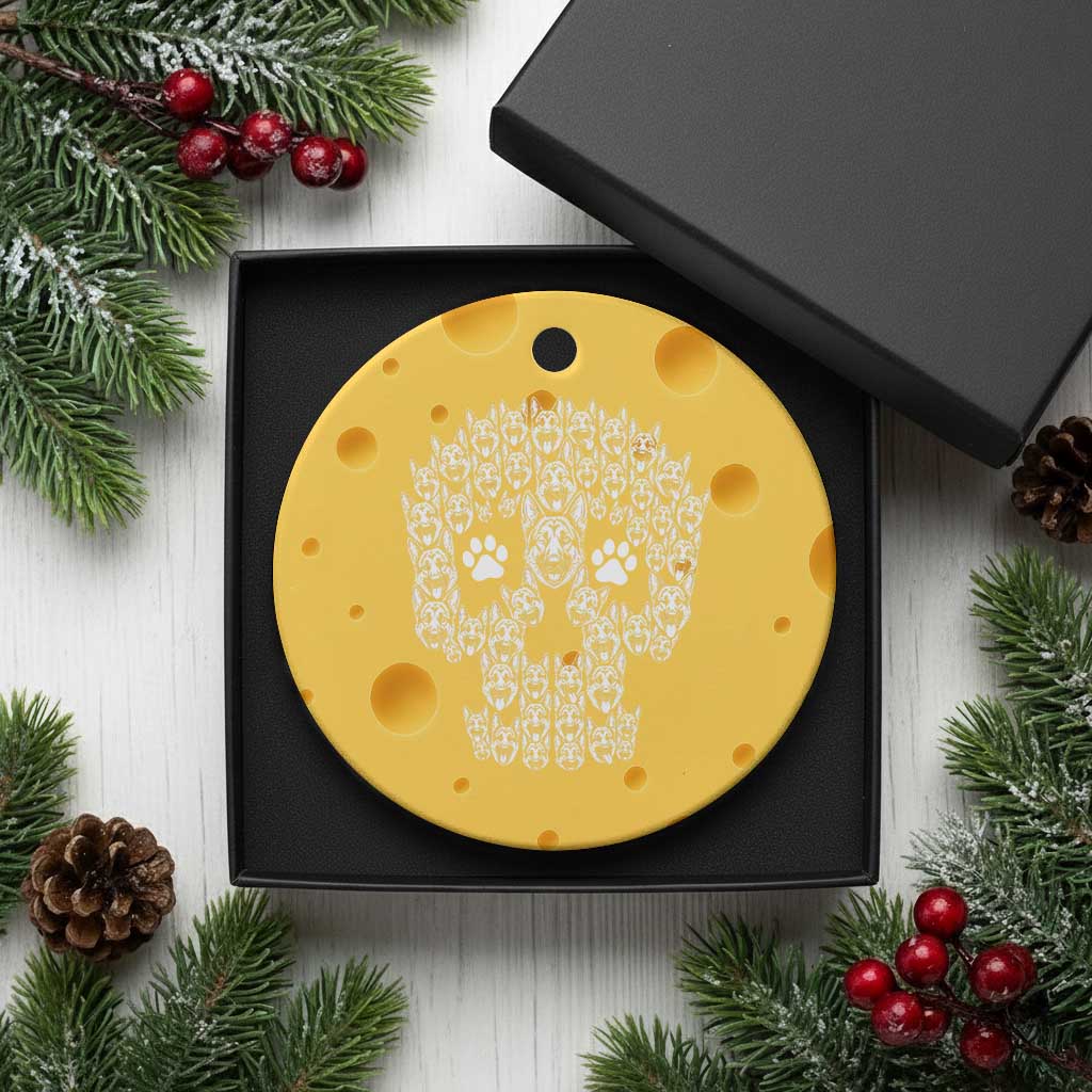 Funny German Shepherd Skull Halloween Ceramic Ornament Dog Lover Spooky Gift