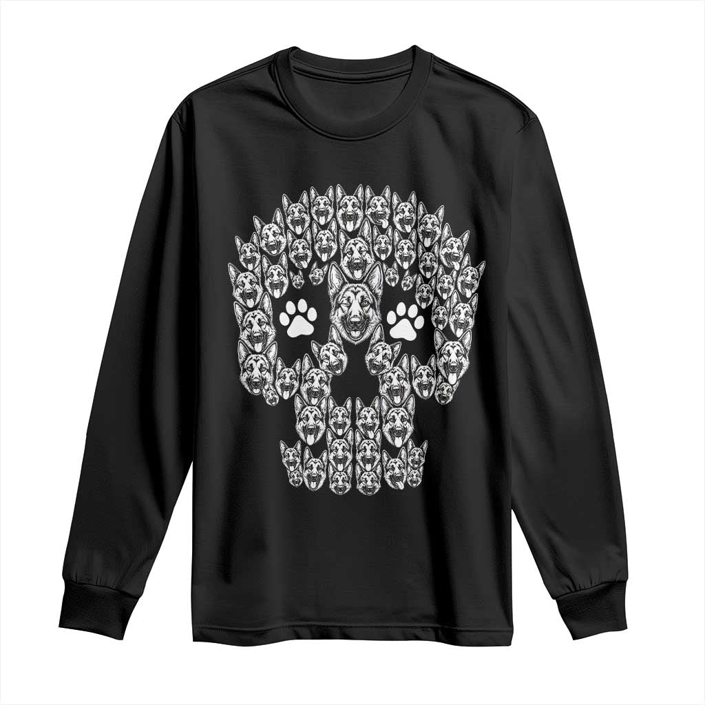 Funny German Shepherd Skull Halloween Long Sleeve Shirt Dog Lover Spooky Gift