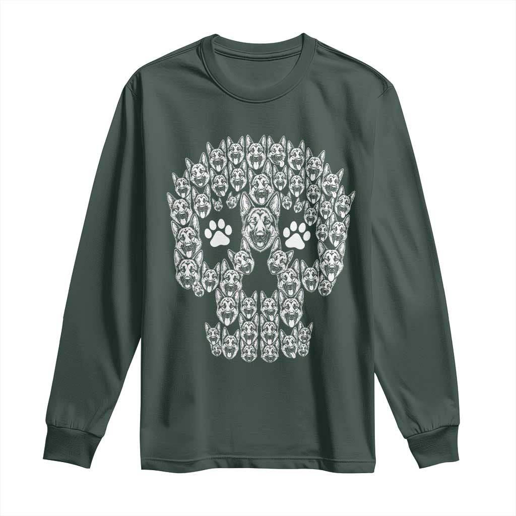 Funny German Shepherd Skull Halloween Long Sleeve Shirt Dog Lover Spooky Gift