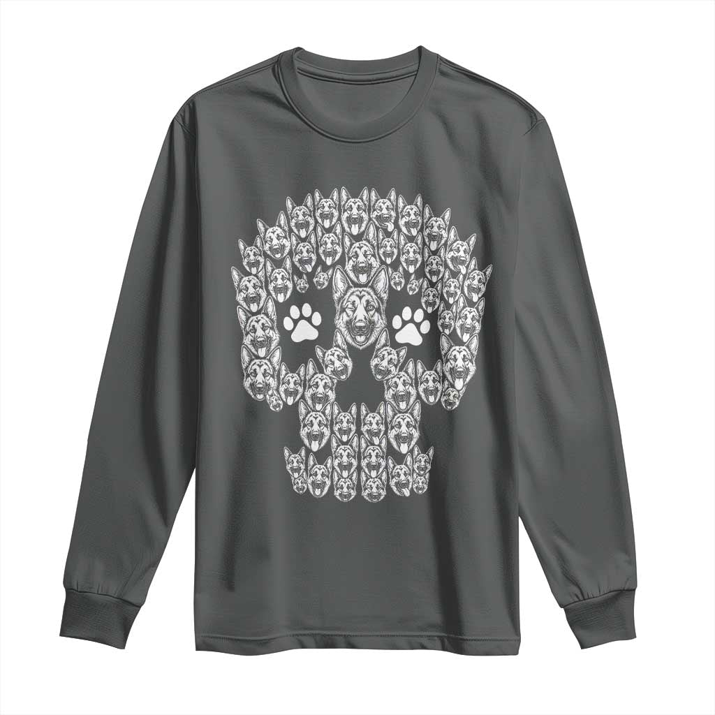 Funny German Shepherd Skull Halloween Long Sleeve Shirt Dog Lover Spooky Gift