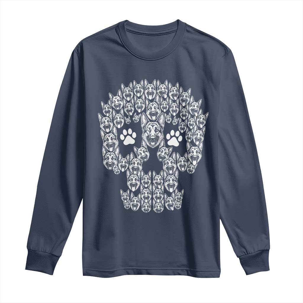 Funny German Shepherd Skull Halloween Long Sleeve Shirt Dog Lover Spooky Gift