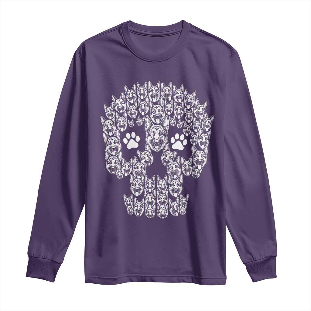 Funny German Shepherd Skull Halloween Long Sleeve Shirt Dog Lover Spooky Gift