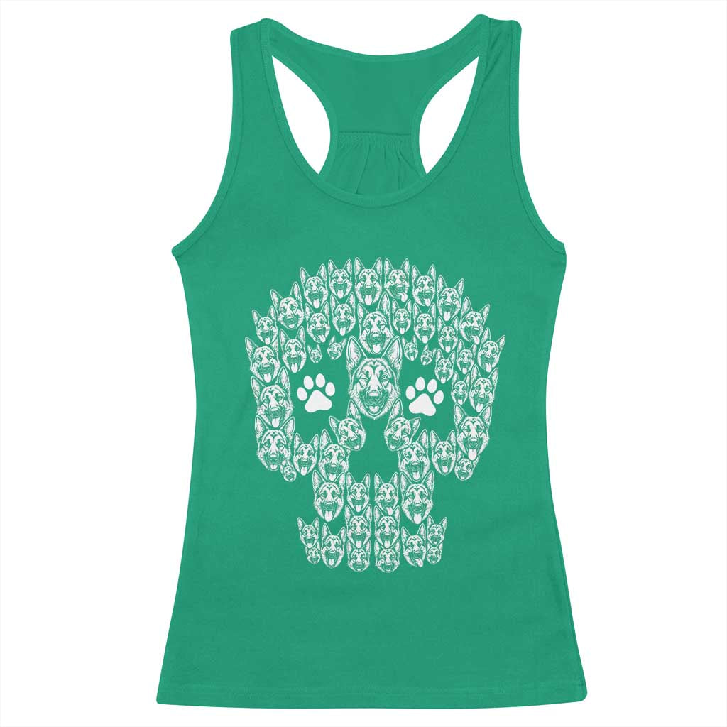 Funny German Shepherd Skull Halloween Racerback Tank Top Dog Lover Spooky Gift
