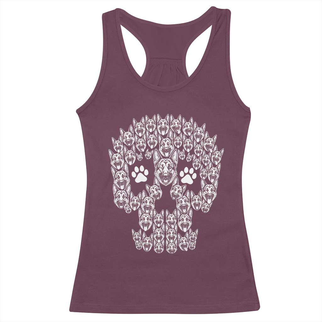 Funny German Shepherd Skull Halloween Racerback Tank Top Dog Lover Spooky Gift