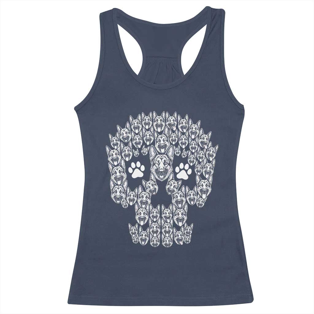 Funny German Shepherd Skull Halloween Racerback Tank Top Dog Lover Spooky Gift