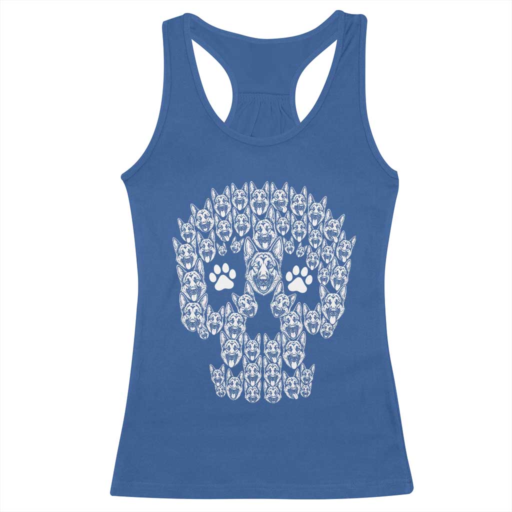 Funny German Shepherd Skull Halloween Racerback Tank Top Dog Lover Spooky Gift