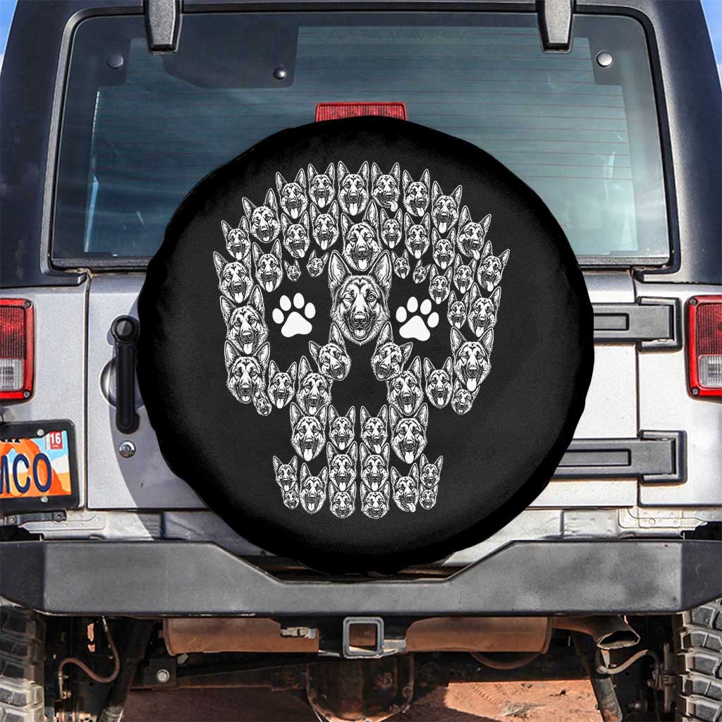 Funny German Shepherd Skull Halloween Spare Tire Cover Dog Lover Spooky Gift