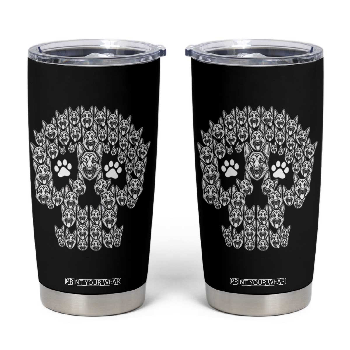 Funny German Shepherd Skull Halloween Tumbler Cup Dog Lover Spooky Gift