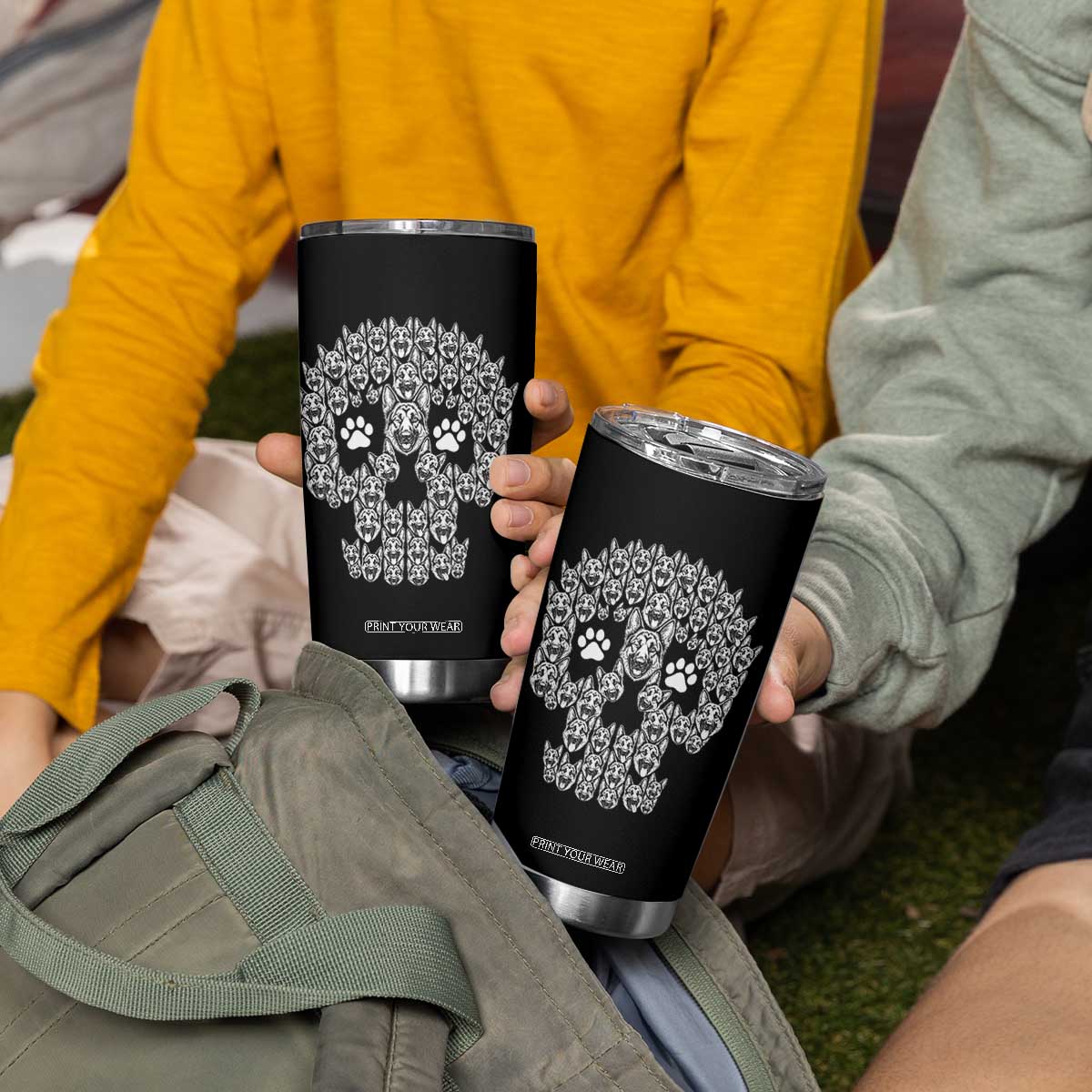 Funny German Shepherd Skull Halloween Tumbler Cup Dog Lover Spooky Gift