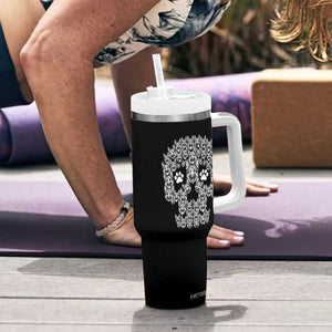 Funny German Shepherd Skull Halloween Tumbler With Handle Dog Lover Spooky Gift