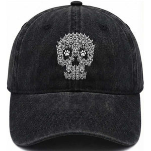 Funny German Shepherd Skull Halloween Washed Cotton Baseball Cap Dog Lover Spooky Gift
