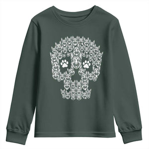 Funny German Shepherd Skull Halloween Youth Sweatshirt Dog Lover Spooky Gift