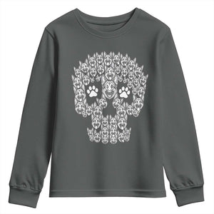 Funny German Shepherd Skull Halloween Youth Sweatshirt Dog Lover Spooky Gift