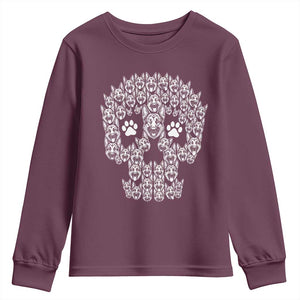 Funny German Shepherd Skull Halloween Youth Sweatshirt Dog Lover Spooky Gift