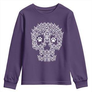 Funny German Shepherd Skull Halloween Youth Sweatshirt Dog Lover Spooky Gift