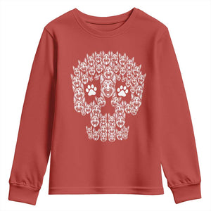 Funny German Shepherd Skull Halloween Youth Sweatshirt Dog Lover Spooky Gift