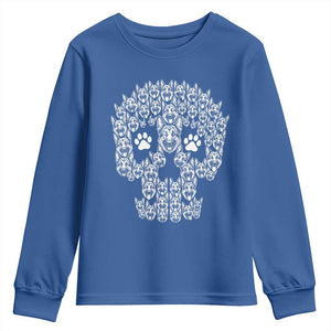 Funny German Shepherd Skull Halloween Youth Sweatshirt Dog Lover Spooky Gift