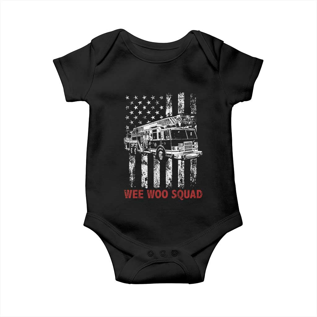 Fire Department Emergency Crew Vehicle Gift Baby Onesie Wee Woo Squad
