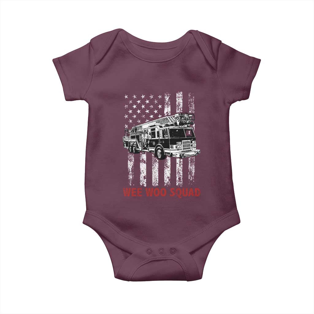Fire Department Emergency Crew Vehicle Gift Baby Onesie Wee Woo Squad