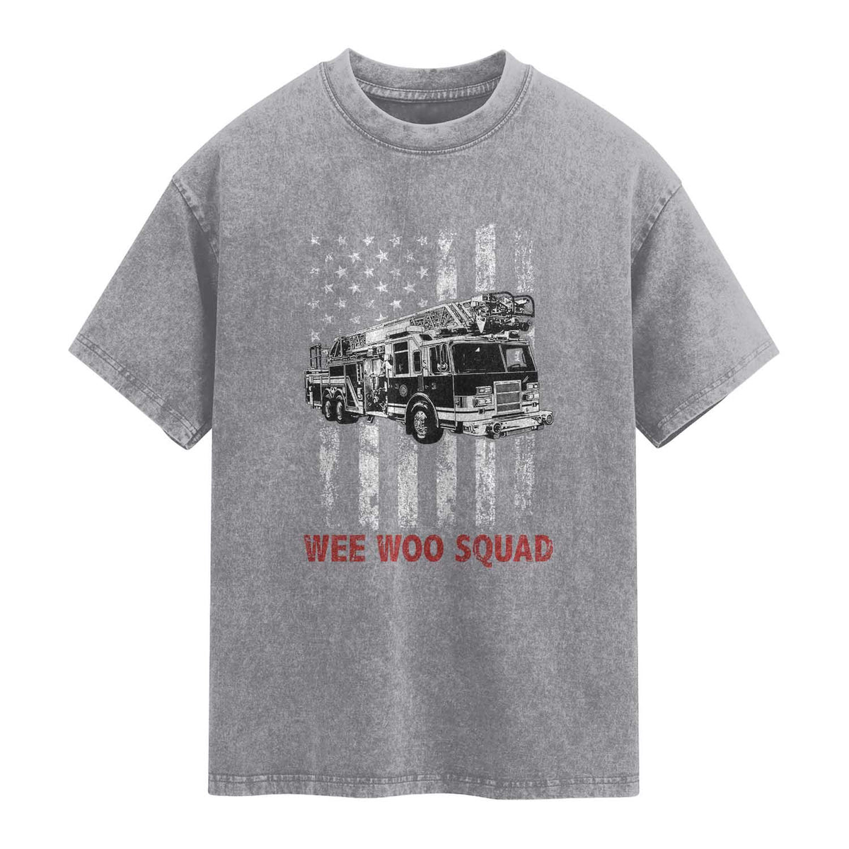 Fire Department Emergency Crew Vehicle Gift Washed Cotton T-Shirt Wee Woo Squad