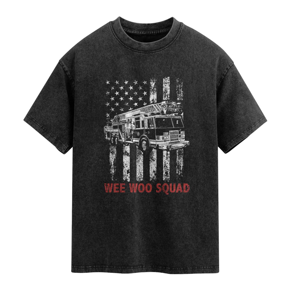 Fire Department Emergency Crew Vehicle Gift Washed Cotton T-Shirt Wee Woo Squad