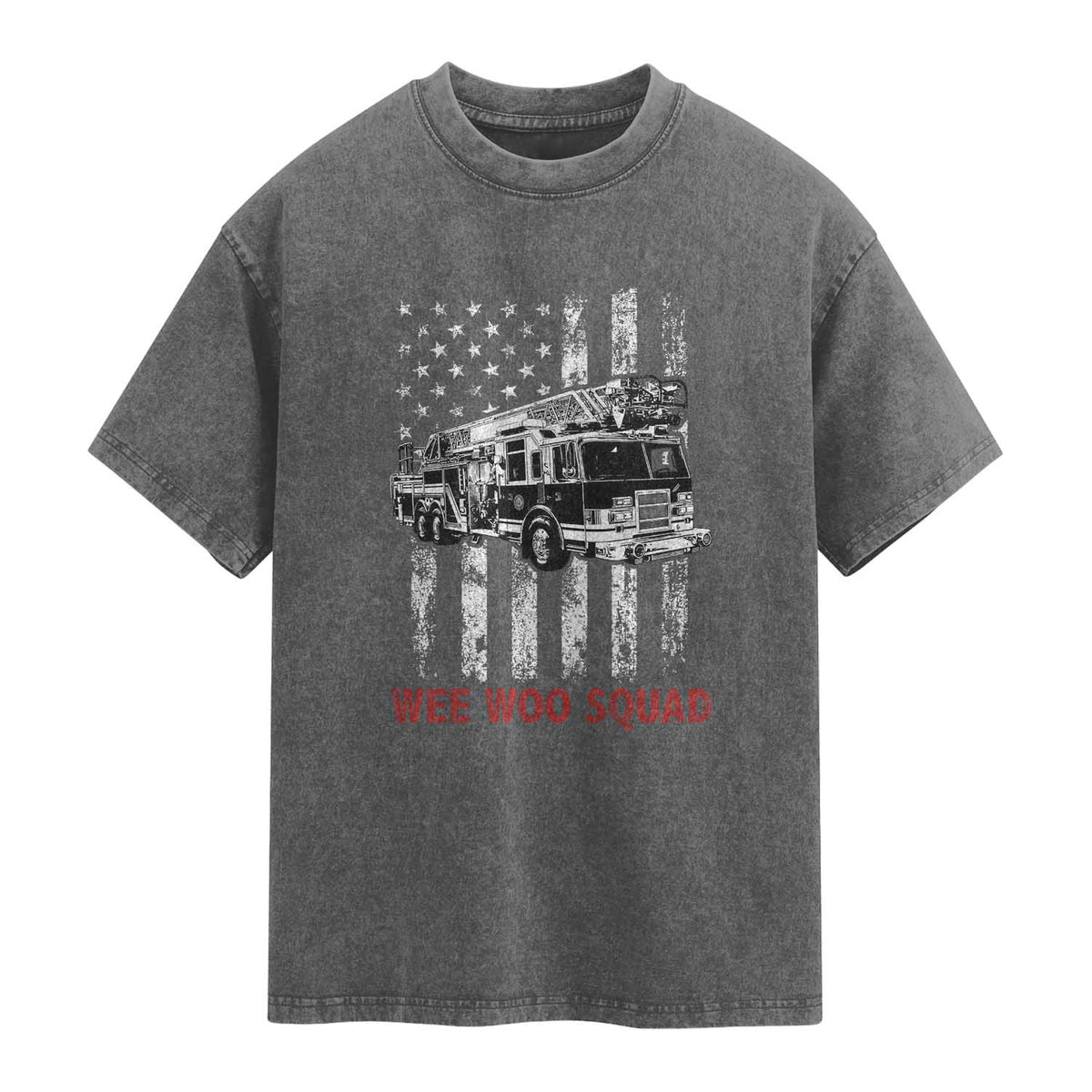 Fire Department Emergency Crew Vehicle Gift Washed Cotton T-Shirt Wee Woo Squad