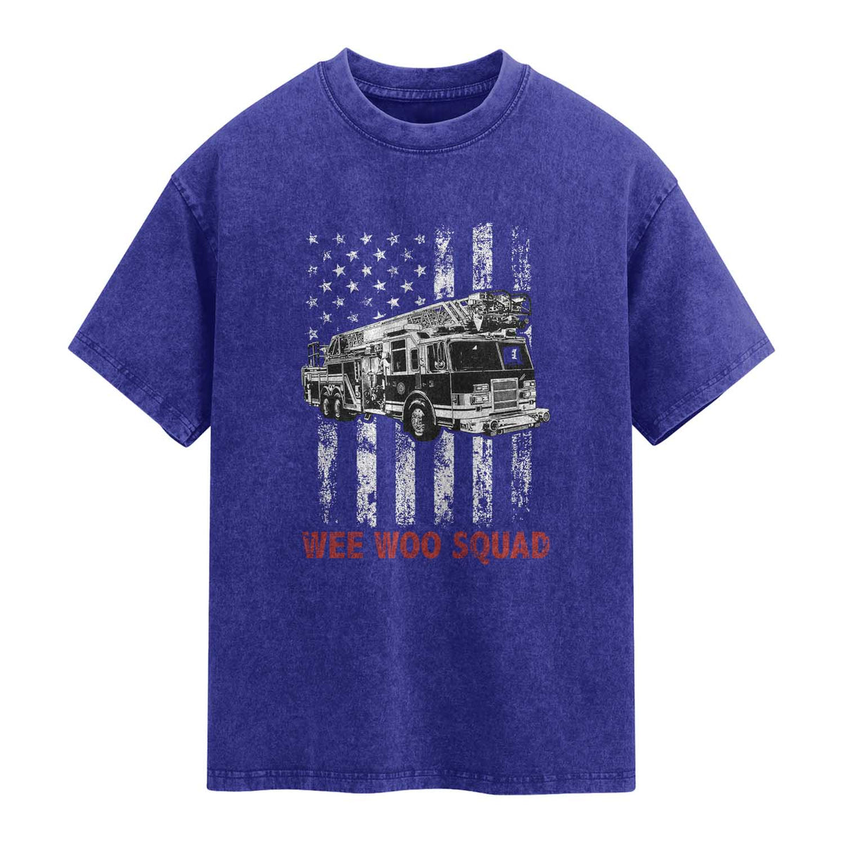 Fire Department Emergency Crew Vehicle Gift Washed Cotton T-Shirt Wee Woo Squad