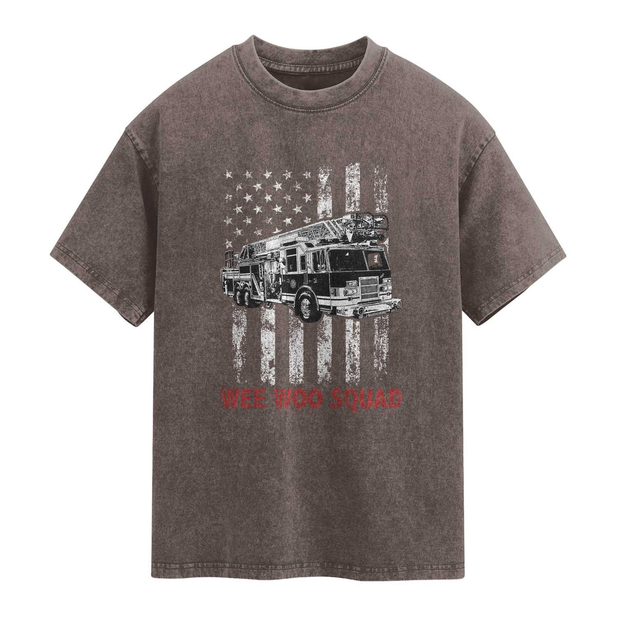 Fire Department Emergency Crew Vehicle Gift Washed Cotton T-Shirt Wee Woo Squad