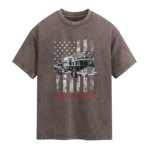 Fire Department Emergency Crew Vehicle Gift Washed Cotton T-Shirt Wee Woo Squad