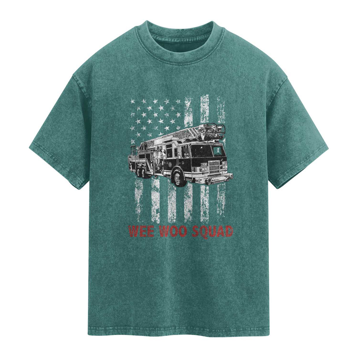 Fire Department Emergency Crew Vehicle Gift Washed Cotton T-Shirt Wee Woo Squad