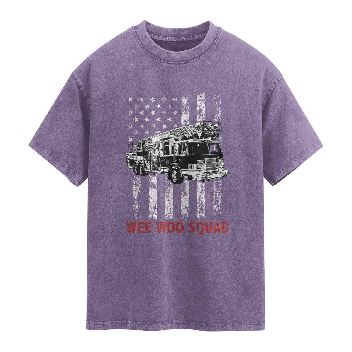 Fire Department Emergency Crew Vehicle Gift Washed Cotton T-Shirt Wee Woo Squad