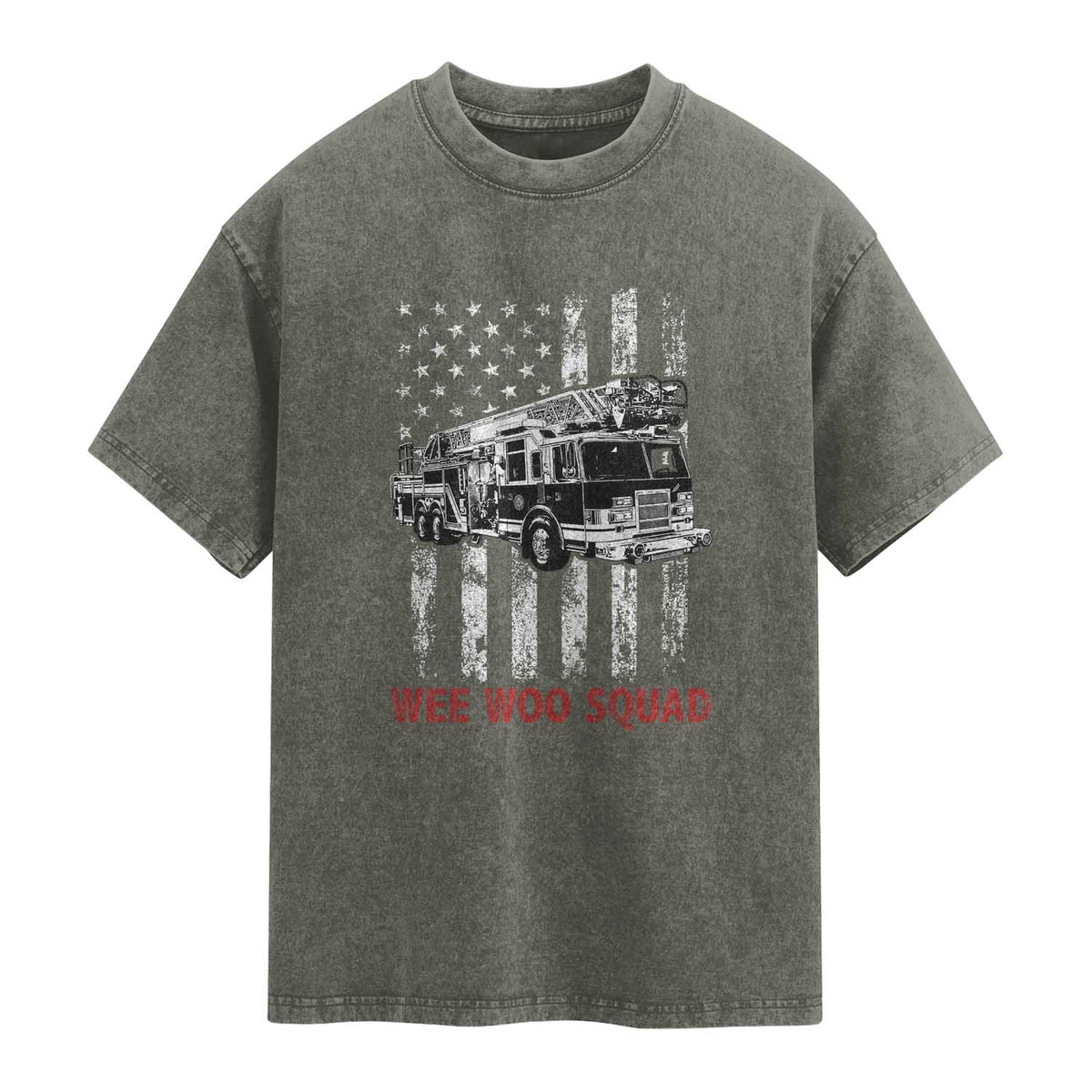 Fire Department Emergency Crew Vehicle Gift Washed Cotton T-Shirt Wee Woo Squad