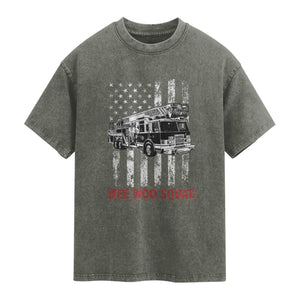 Fire Department Emergency Crew Vehicle Gift Washed Cotton T-Shirt Wee Woo Squad