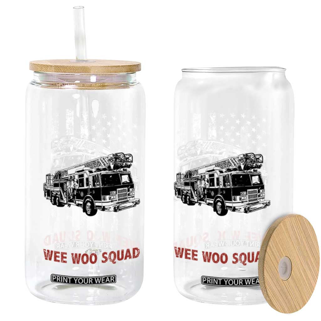 Fire Department Emergency Crew Vehicle Gift Glass Can Wee Woo Squad