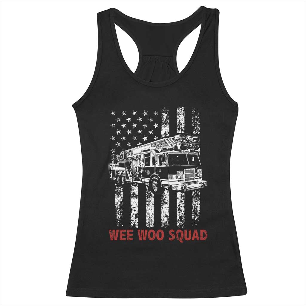 Fire Department Emergency Crew Vehicle Gift Racerback Tank Top Wee Woo Squad