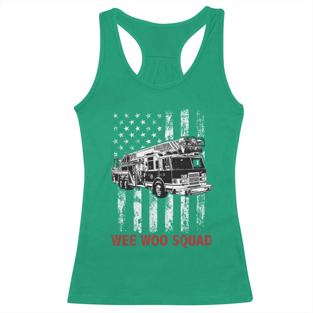 Fire Department Emergency Crew Vehicle Gift Racerback Tank Top Wee Woo Squad