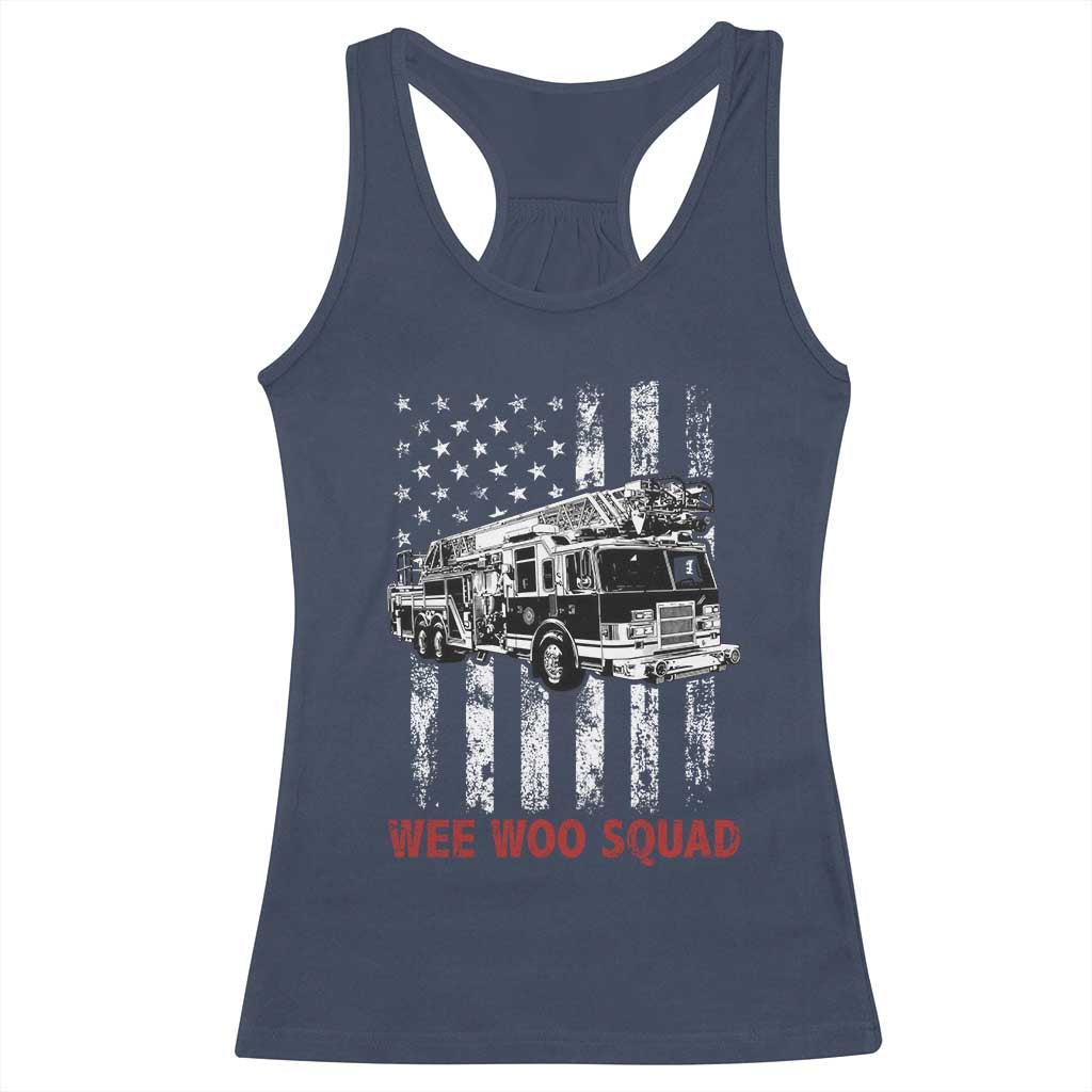 Fire Department Emergency Crew Vehicle Gift Racerback Tank Top Wee Woo Squad