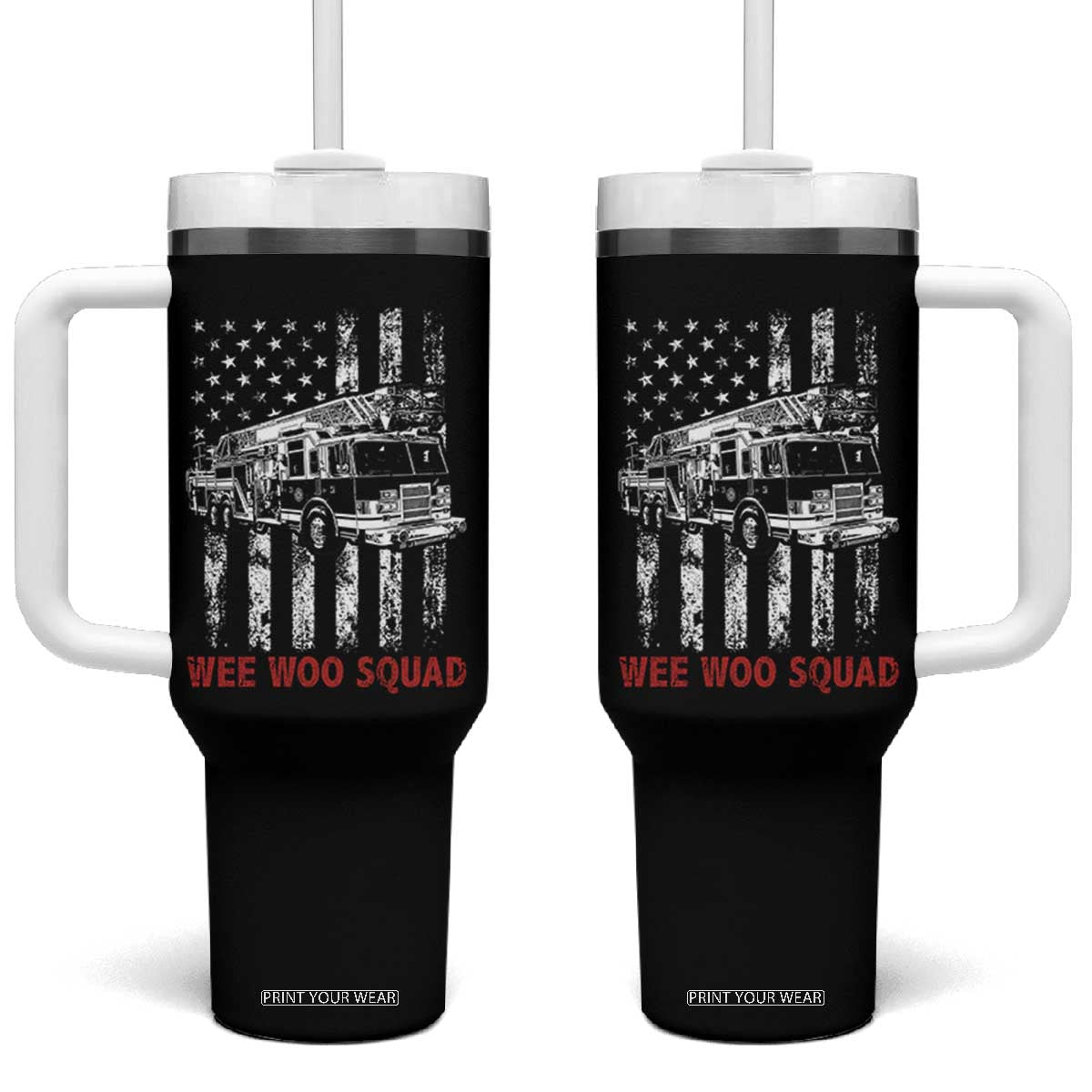 Fire Department Emergency Crew Vehicle Gift Tumbler With Handle Wee Woo Squad